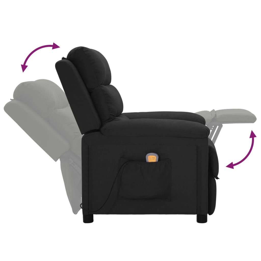 Fauteuil de massage Noir Tissu Fauteuils électriques vidaXL   