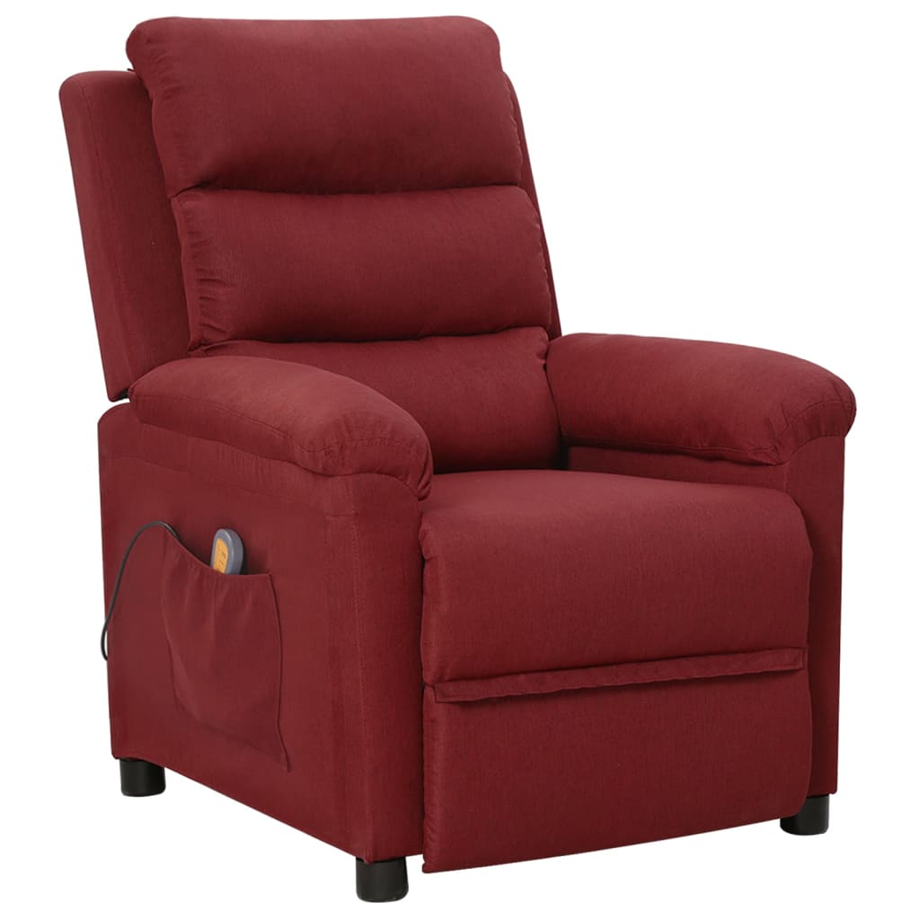 Fauteuil de massage Rouge bordeaux Tissu Fauteuils électriques vidaXL   