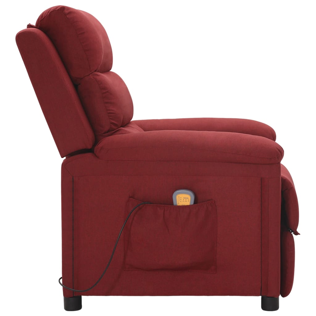 Fauteuil de massage Rouge bordeaux Tissu Fauteuils électriques vidaXL   