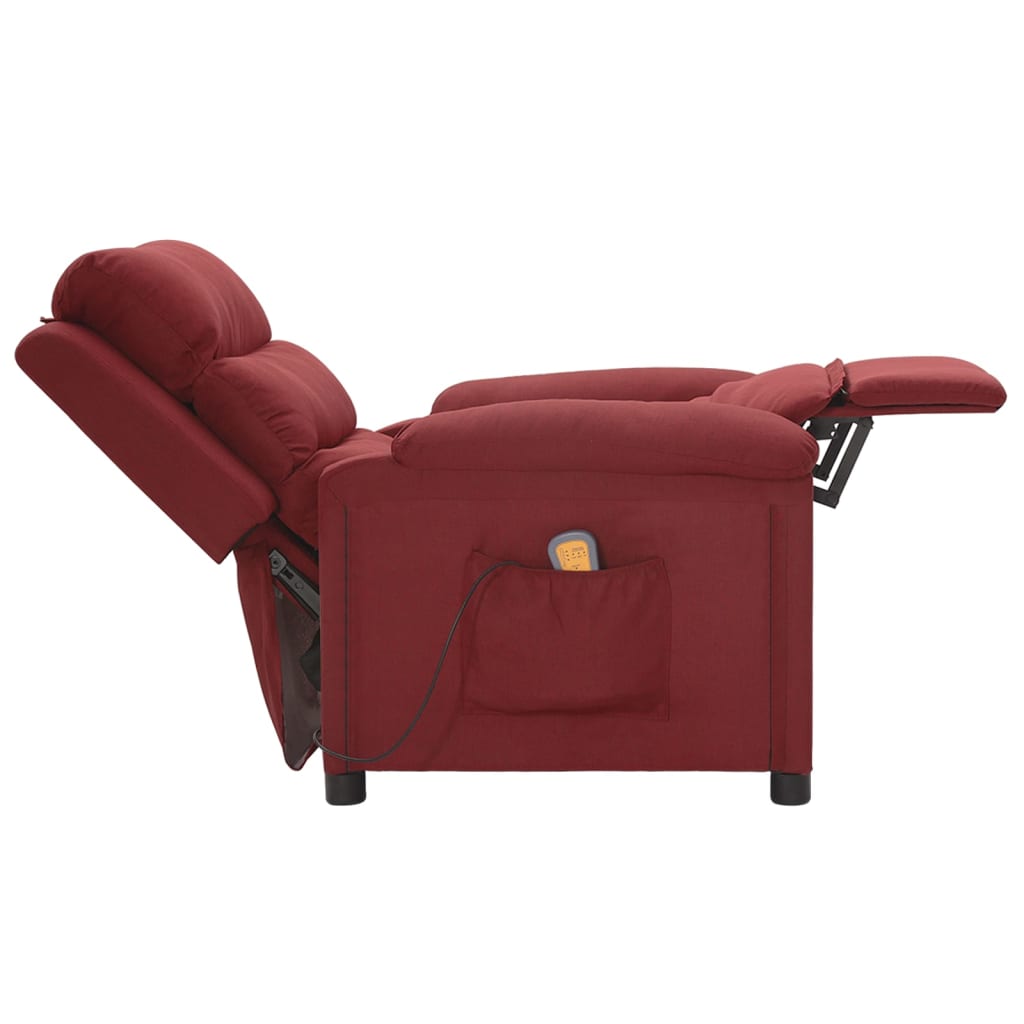 Fauteuil de massage Rouge bordeaux Tissu Fauteuils électriques vidaXL   