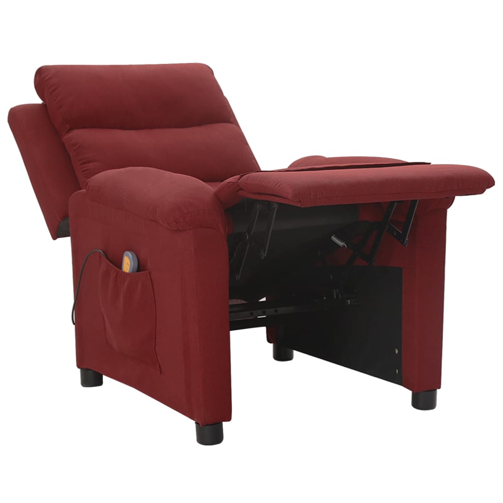 Fauteuil de massage Rouge bordeaux Tissu Fauteuils électriques vidaXL   