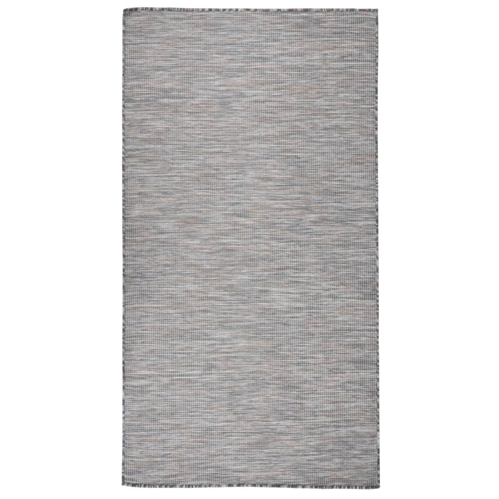 Tapis à tissage plat d'extérieur 80x150 cm Marron et bleu Tapis vidaXL   