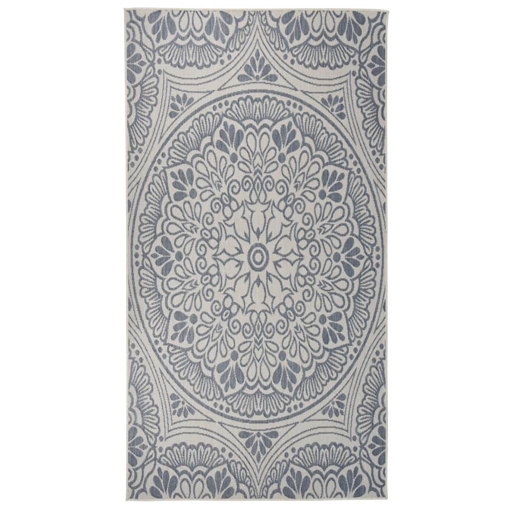 Tapis à tissage plat d'extérieur 80x150 cm Motif bleu Tapis vidaXL   