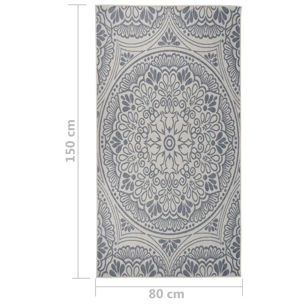 Tapis à tissage plat d'extérieur 80x150 cm Motif bleu Tapis vidaXL   