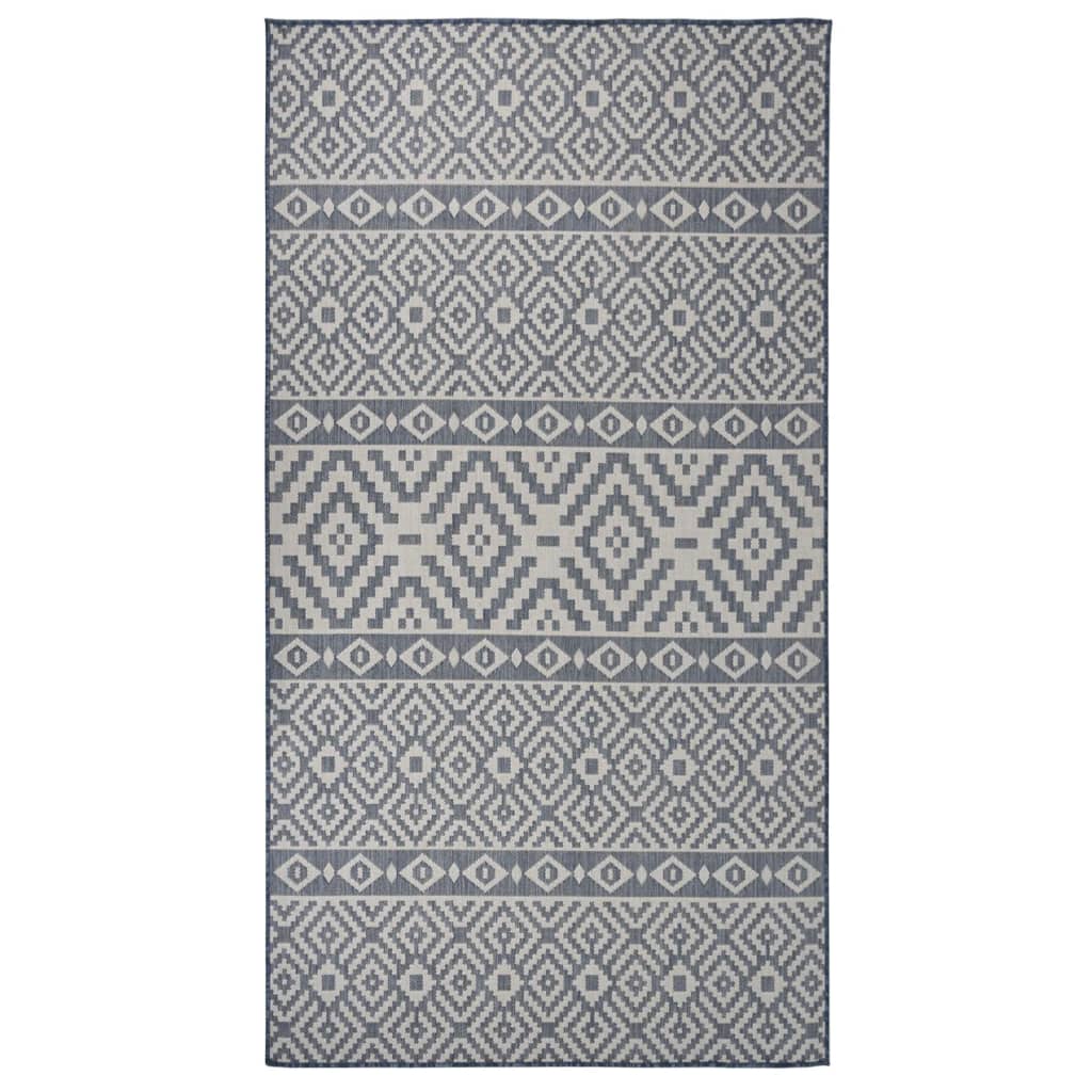 Tapis à tissage plat d'extérieur 80x150 cm Rayures bleues Tapis vidaXL   