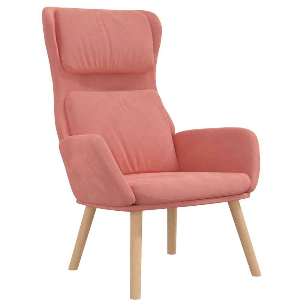 Chaise de relaxation avec tabouret Rose Velours Fauteuils vidaXL   