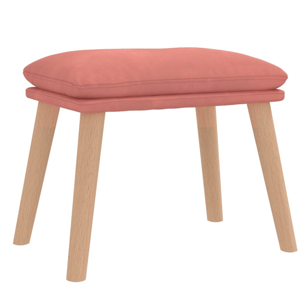 Chaise de relaxation avec tabouret Rose Velours Fauteuils vidaXL   