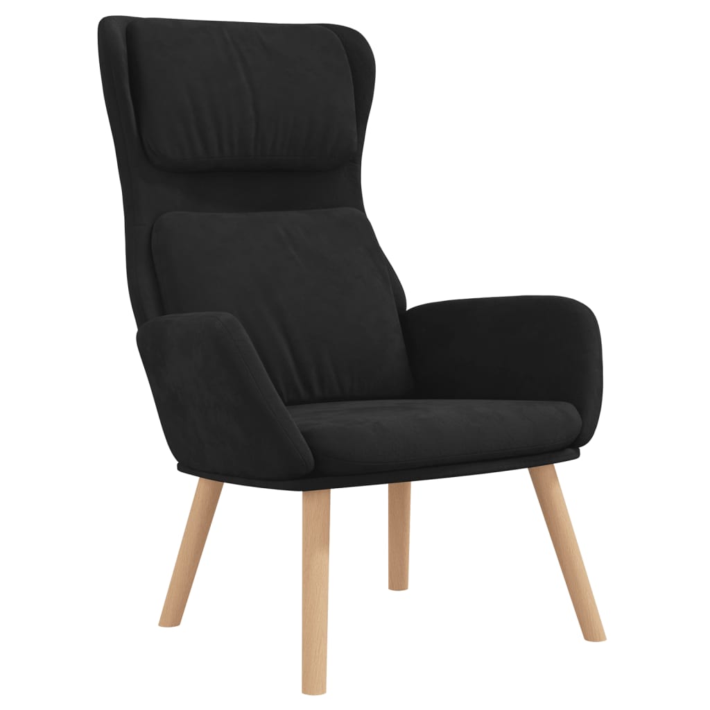 Chaise de relaxation avec tabouret Noir Velours Fauteuils vidaXL   