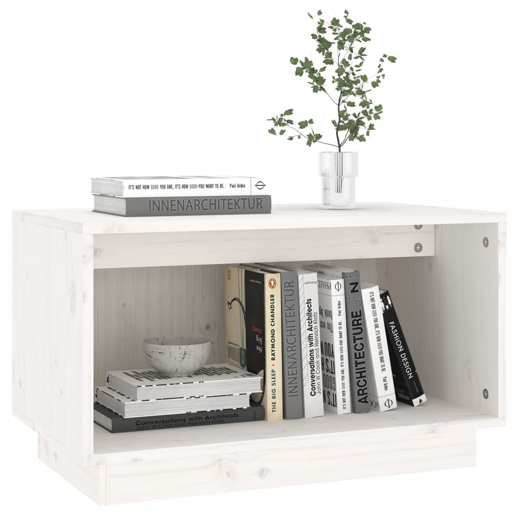 Meuble TV Blanc 60x35x35 cm Bois de pin massif Meubles TV vidaXL   