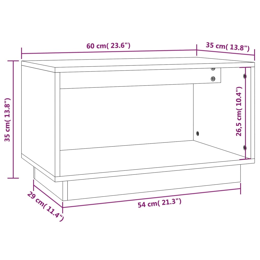 Meuble TV Blanc 60x35x35 cm Bois de pin massif Meubles TV vidaXL   