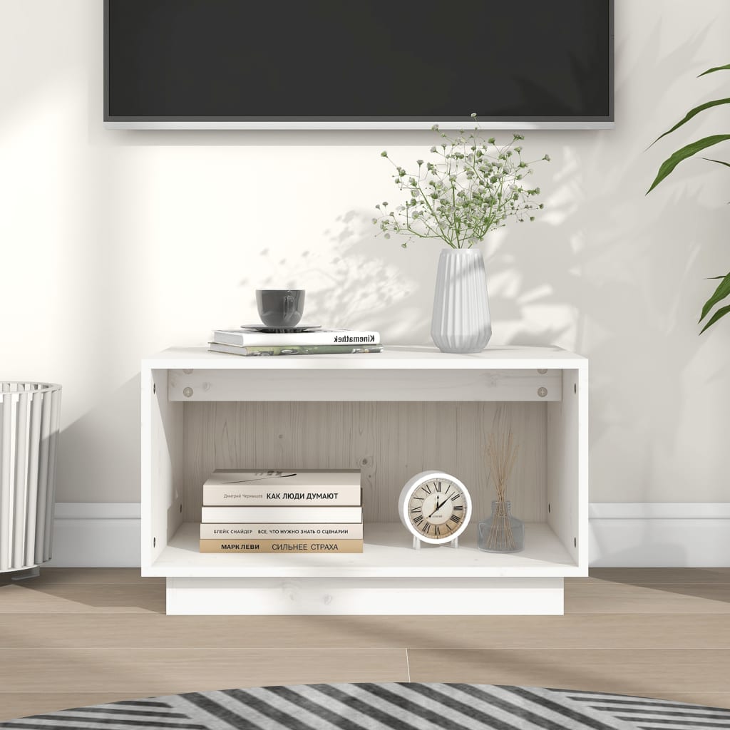 Meuble TV Blanc 60x35x35 cm Bois de pin massif Meubles TV vidaXL   