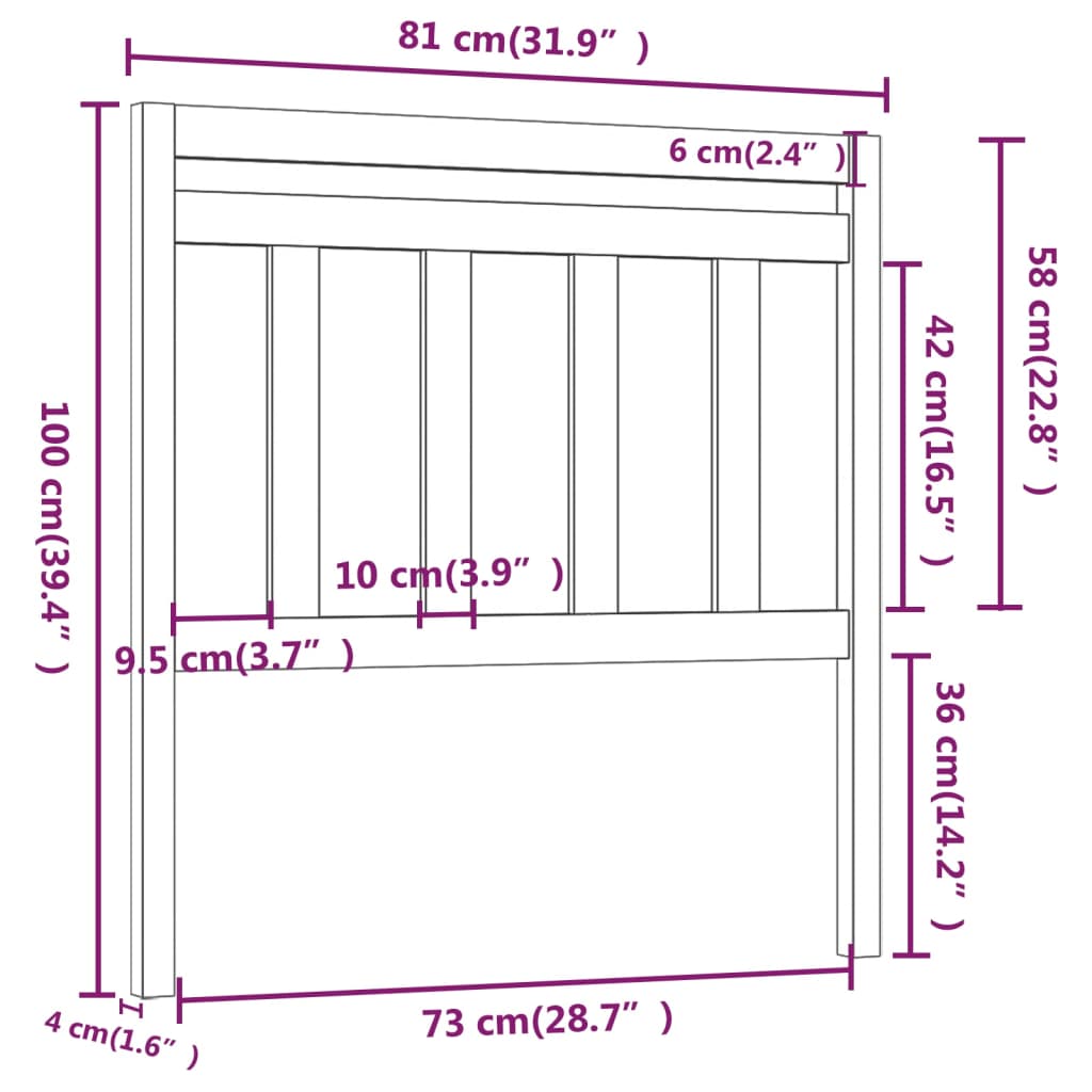 Tête de lit 81x4x100 cm Bois massif de pin Têtes et pieds de lit vidaXL   