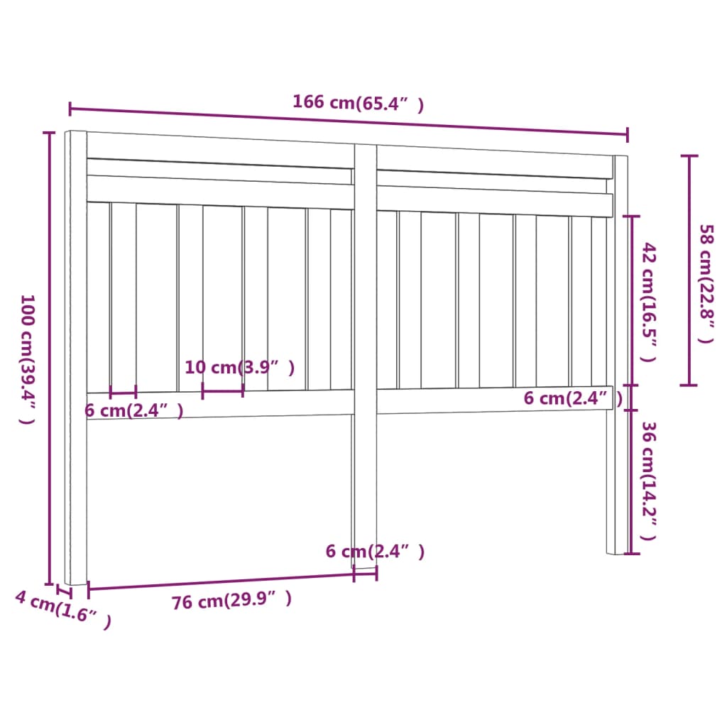 Tête de lit 166x4x100 cm Bois massif de pin Têtes et pieds de lit vidaXL   