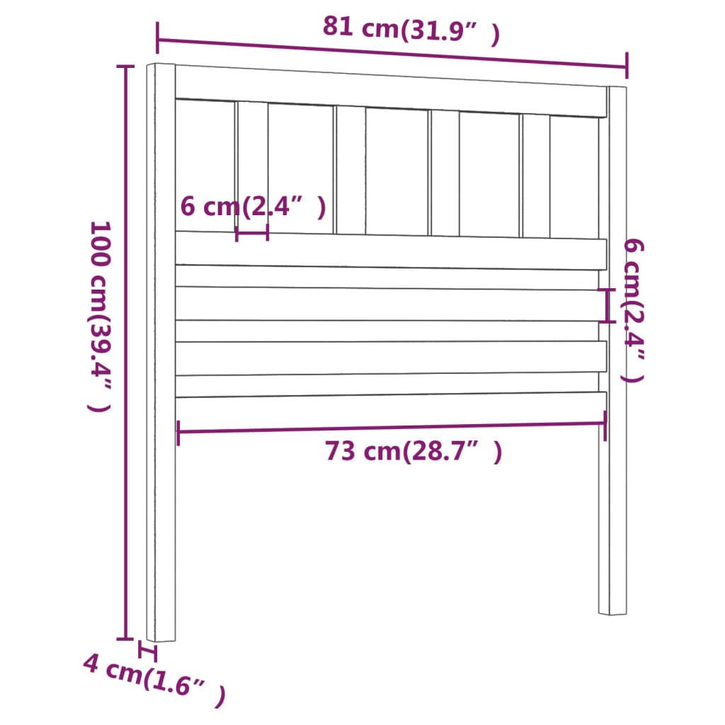 Tête de lit Marron miel 81x4x100 cm Bois massif de pin Têtes et pieds de lit vidaXL   