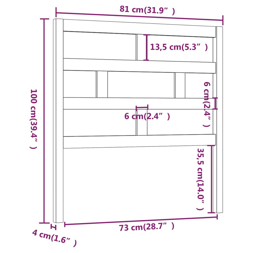 Tête de lit 81x4x100 cm Bois massif de pin Têtes et pieds de lit vidaXL   