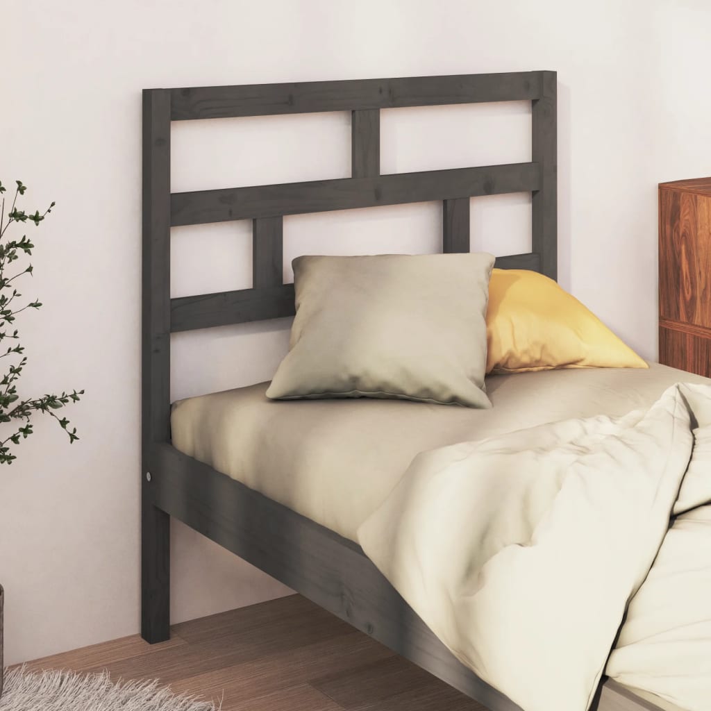 Tête de lit Gris 81x4x100 cm Bois massif de pin Têtes et pieds de lit vidaXL   