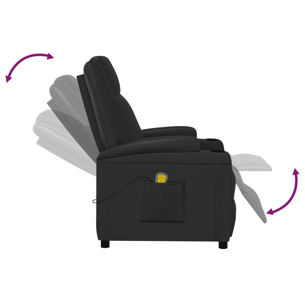 Fauteuil de massage Noir Similicuir Fauteuils électriques vidaXL   