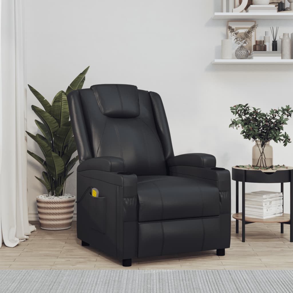 Fauteuil de massage Noir Similicuir Fauteuils électriques vidaXL   