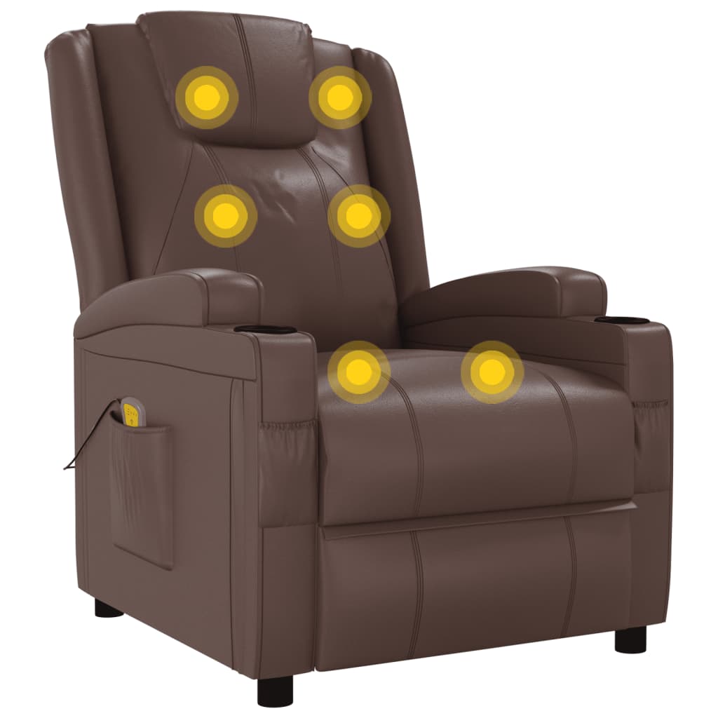 Fauteuil de massage Marron Similicuir Fauteuils électriques vidaXL   