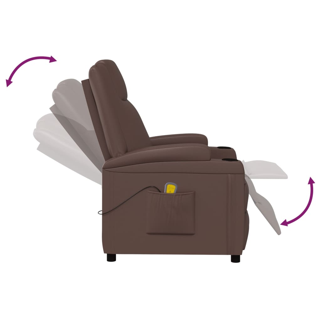 Fauteuil de massage Marron Similicuir Fauteuils électriques vidaXL   