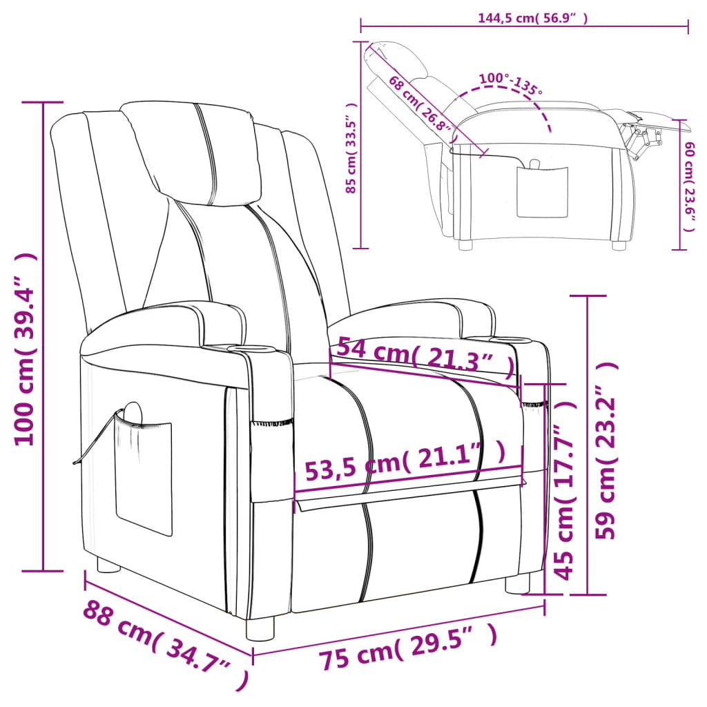 Fauteuil de massage Marron Similicuir Fauteuils électriques vidaXL   