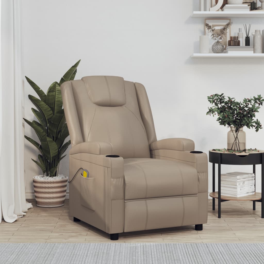 Fauteuil de massage Cappuccino Similicuir Fauteuils électriques vidaXL   