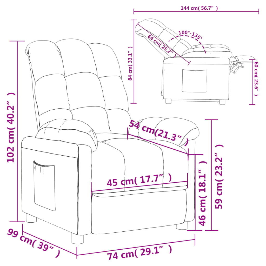 Fauteuil inclinable Rouge bordeaux Tissu - Xios Store SNC