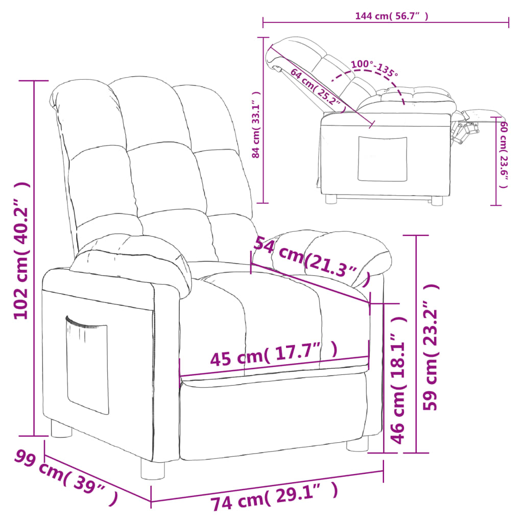 Fauteuil inclinable Taupe Tissu - Xios Store SNC