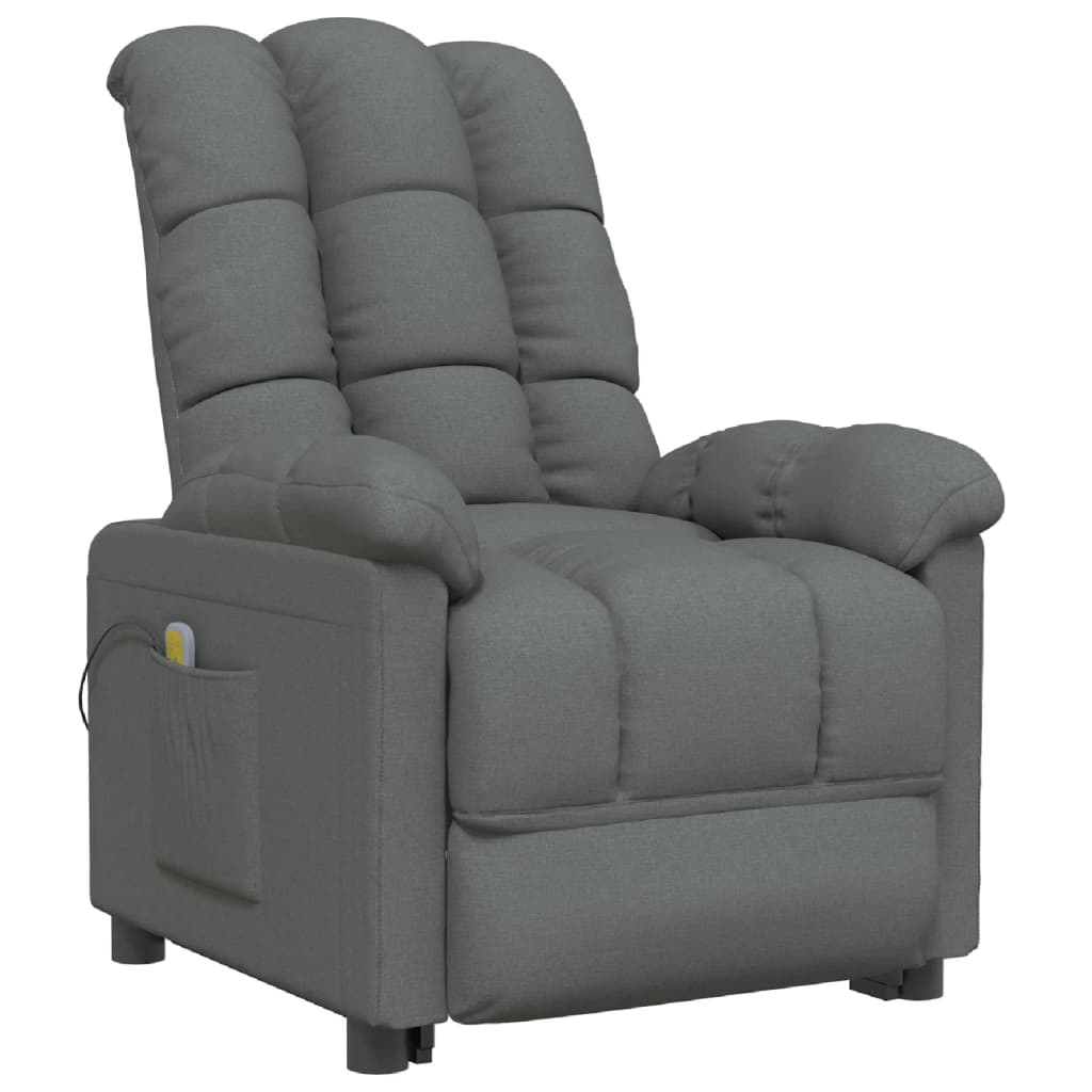 Fauteuil de massage Gris foncé Tissu Fauteuils électriques vidaXL   