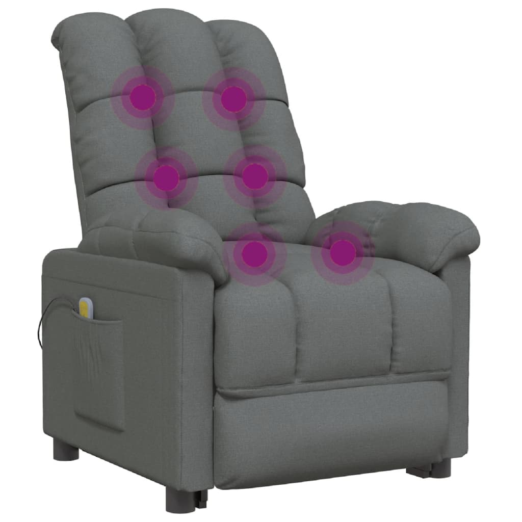 Fauteuil de massage Gris foncé Tissu Fauteuils électriques vidaXL   