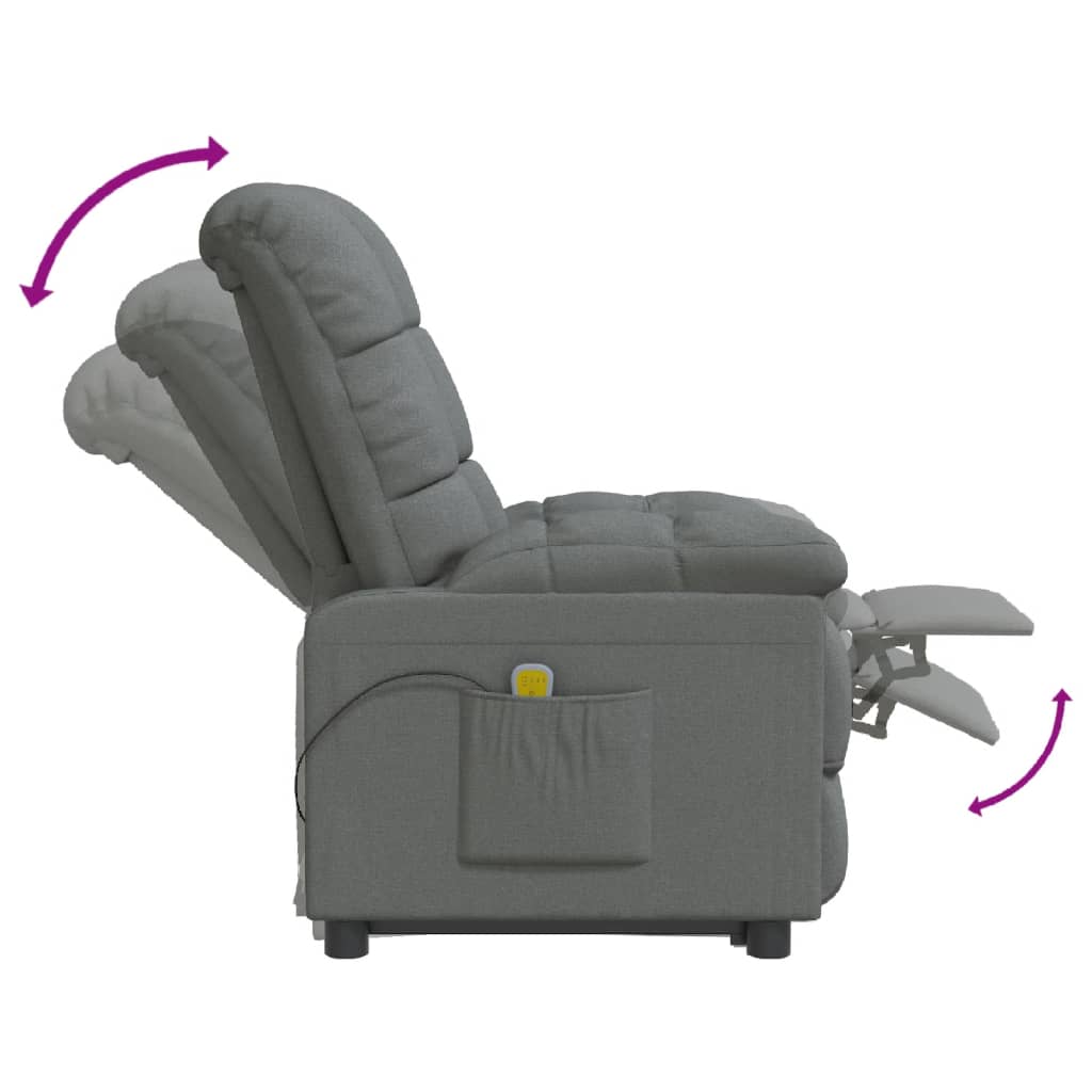 Fauteuil de massage Gris foncé Tissu Fauteuils électriques vidaXL   