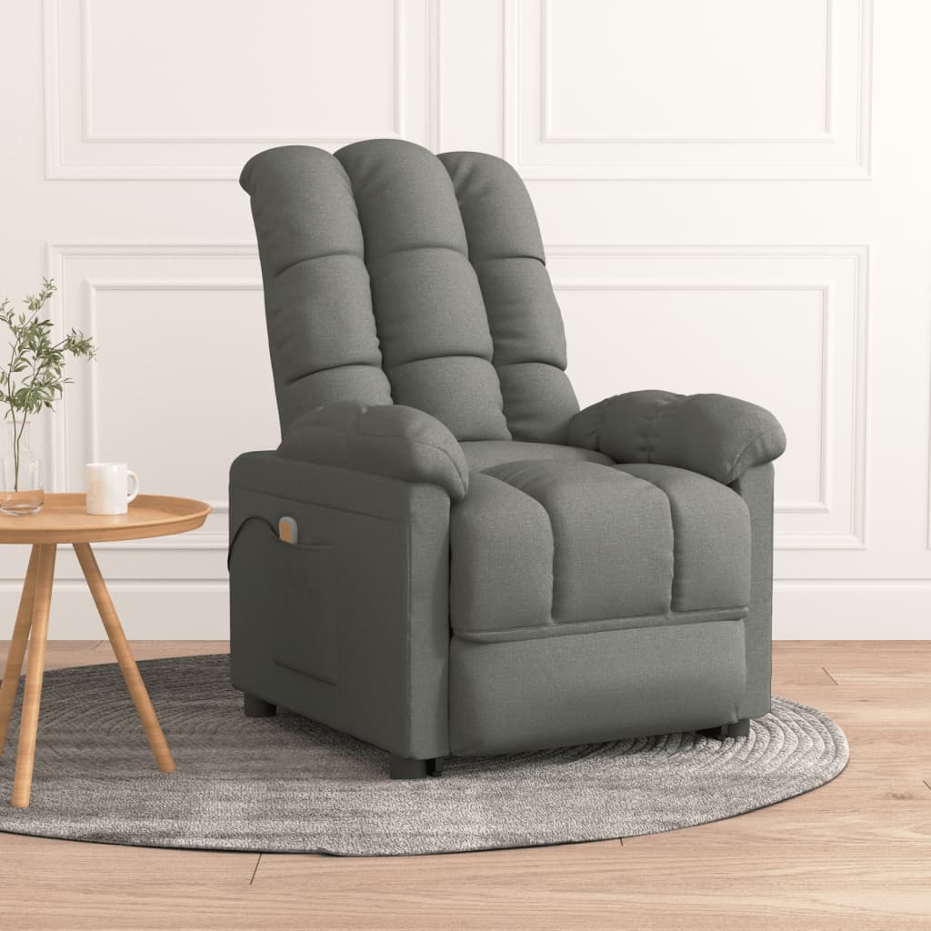 Fauteuil de massage Gris foncé Tissu Fauteuils électriques vidaXL   