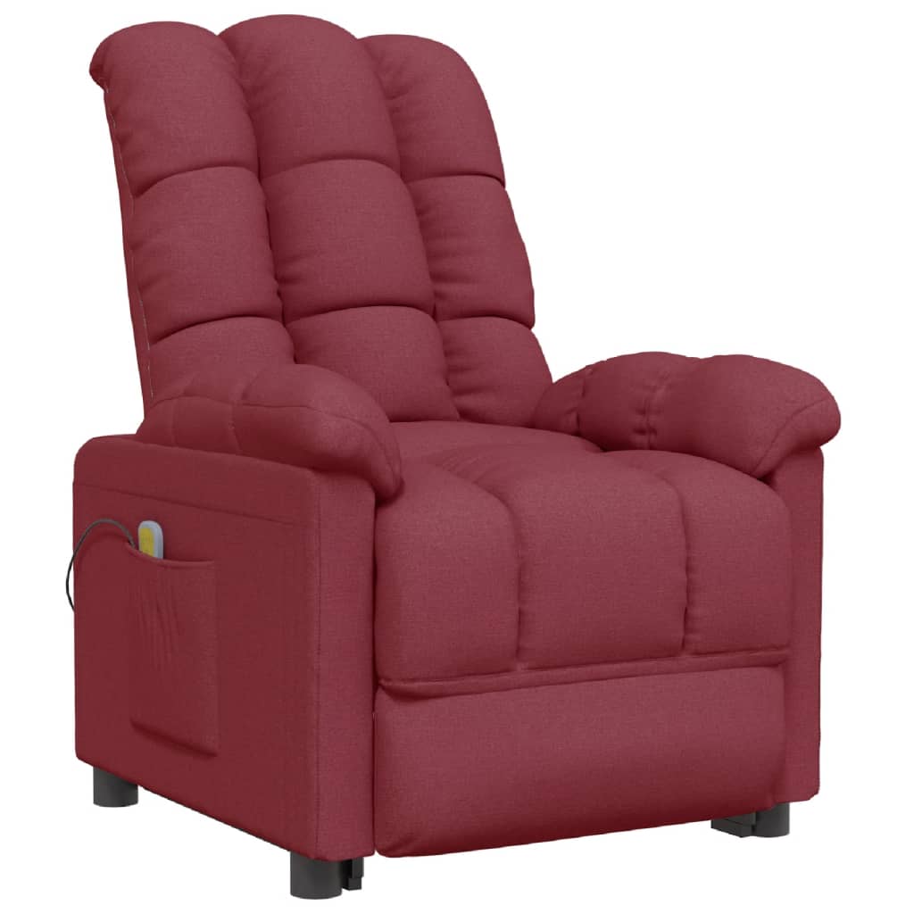 Fauteuil de massage Rouge bordeaux Tissu Fauteuils électriques vidaXL