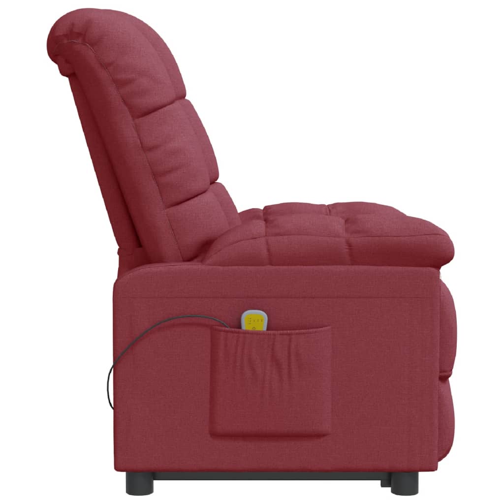 Fauteuil de massage Rouge bordeaux Tissu Fauteuils électriques vidaXL