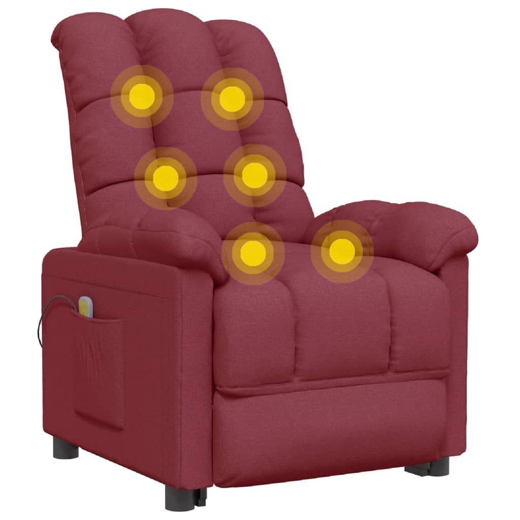 Fauteuil de massage Rouge bordeaux Tissu Fauteuils électriques vidaXL