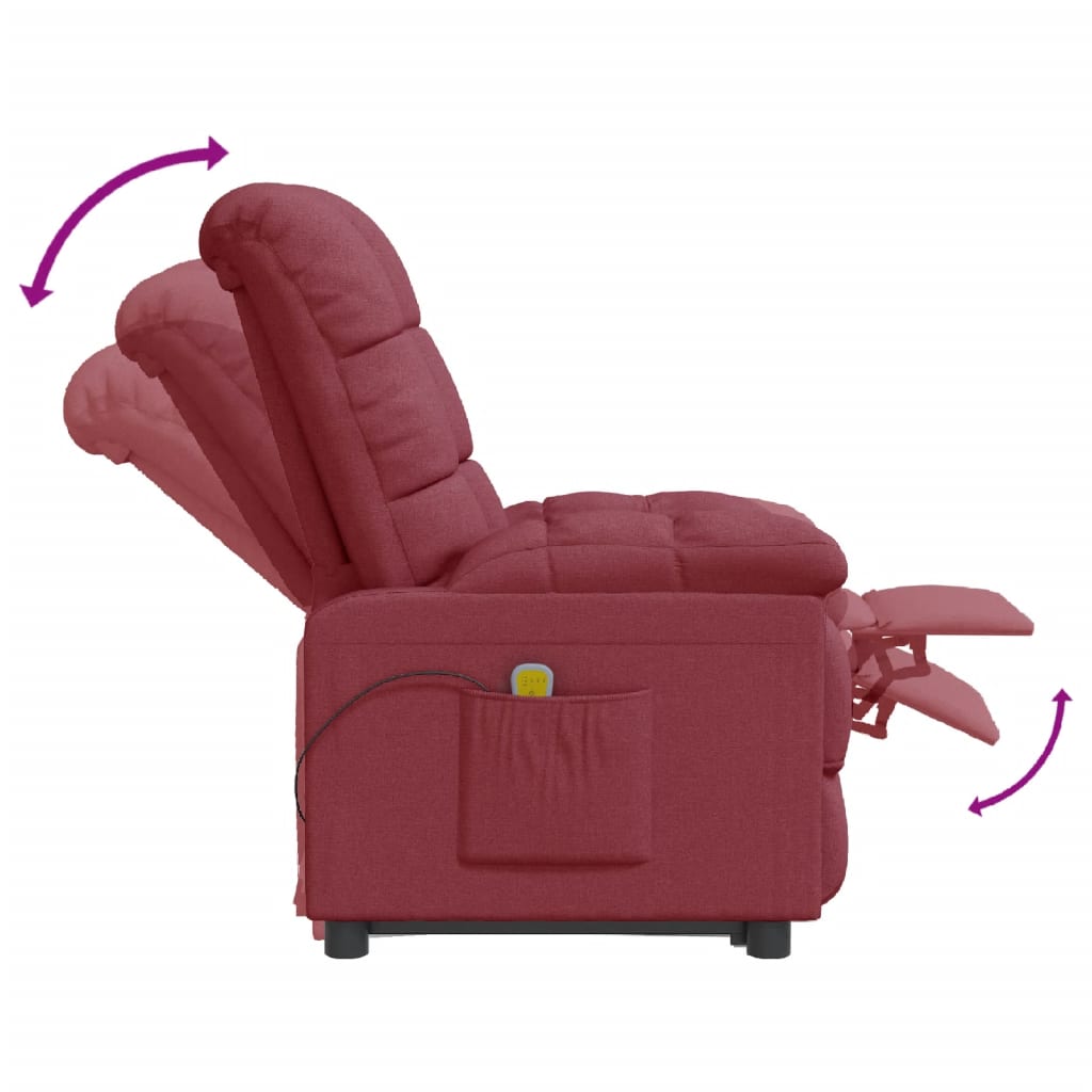 Fauteuil de massage Rouge bordeaux Tissu Fauteuils électriques vidaXL