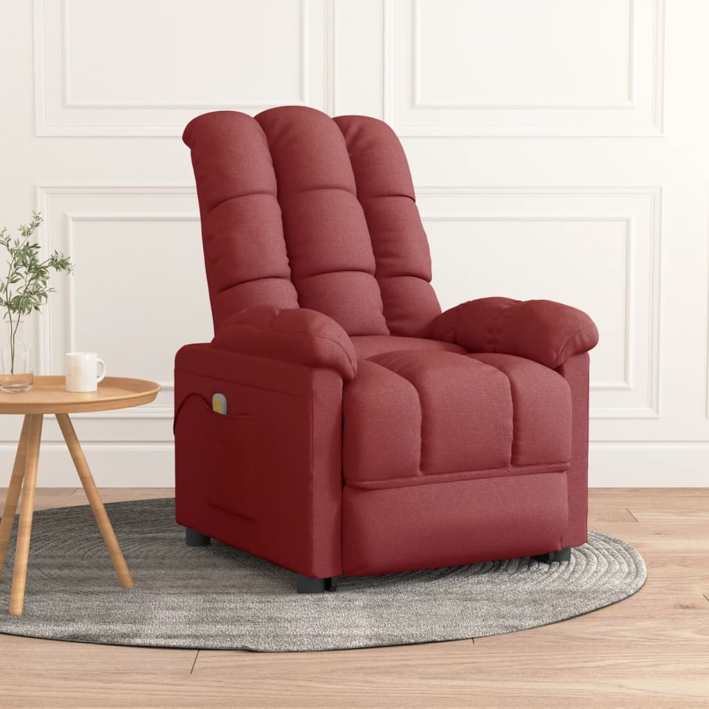 Fauteuil de massage Rouge bordeaux Tissu Fauteuils électriques vidaXL