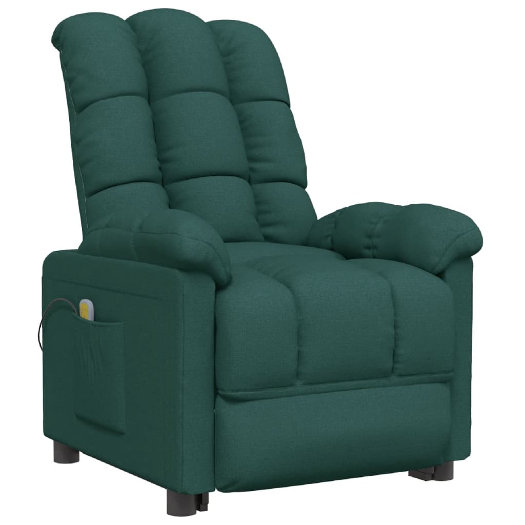 Fauteuil de massage Vert foncé Tissu Fauteuils électriques vidaXL