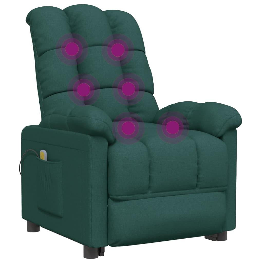 Fauteuil de massage Vert foncé Tissu Fauteuils électriques vidaXL