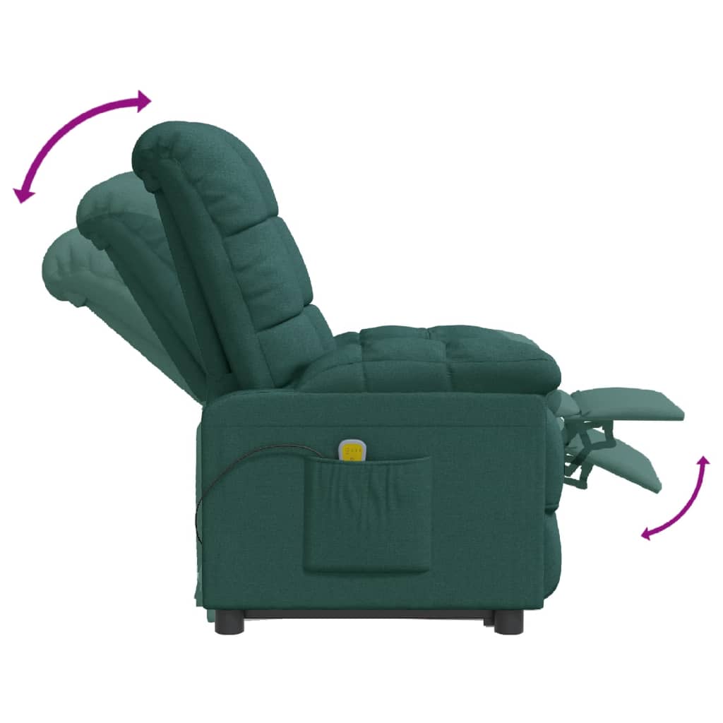 Fauteuil de massage Vert foncé Tissu Fauteuils électriques vidaXL