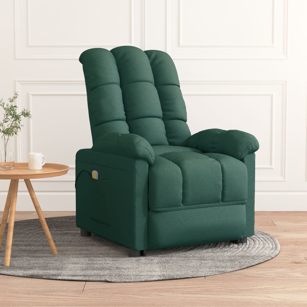 Fauteuil de massage Vert foncé Tissu Fauteuils électriques vidaXL