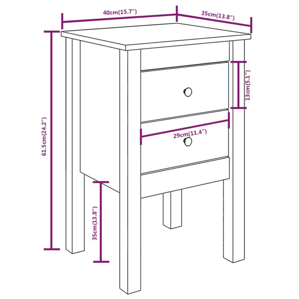 Table de chevet 40x35x61,5 cm Bois de pin massif Tables de chevet vidaXL   