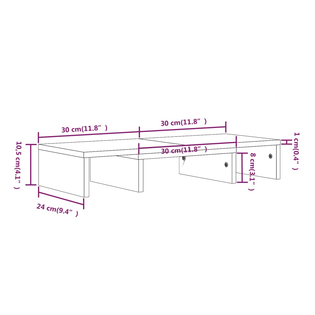 Support pour moniteur 60x24x10,5 cm Bois de pin solide Meubles TV vidaXL   