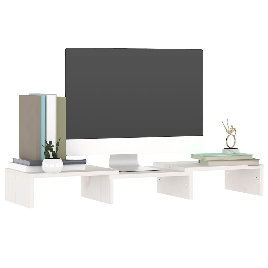 Support de moniteur Blanc 60x24x10,5 cm Bois de pin solide Meubles TV vidaXL   