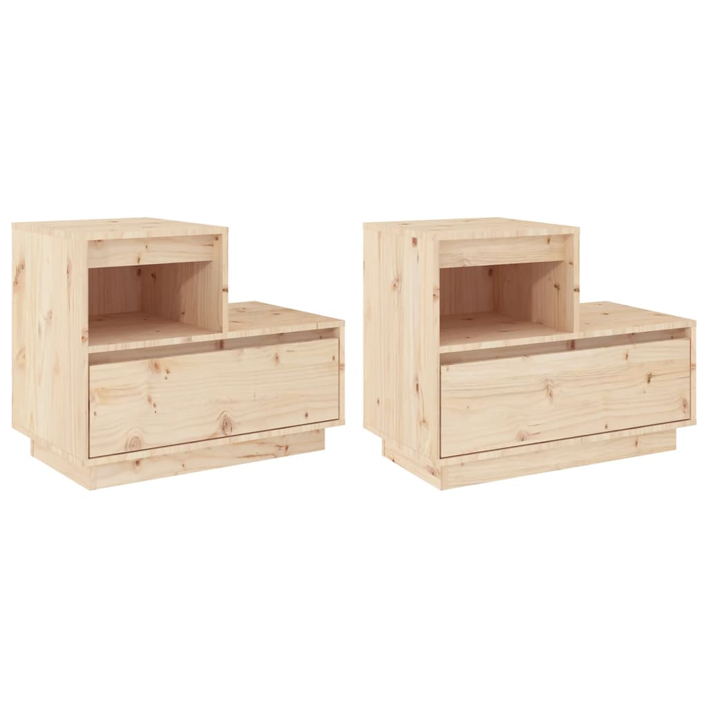 Tables de chevet 2 pcs Gris 60x34x51 cm Bois de pin solide Tables de chevet vidaXL   