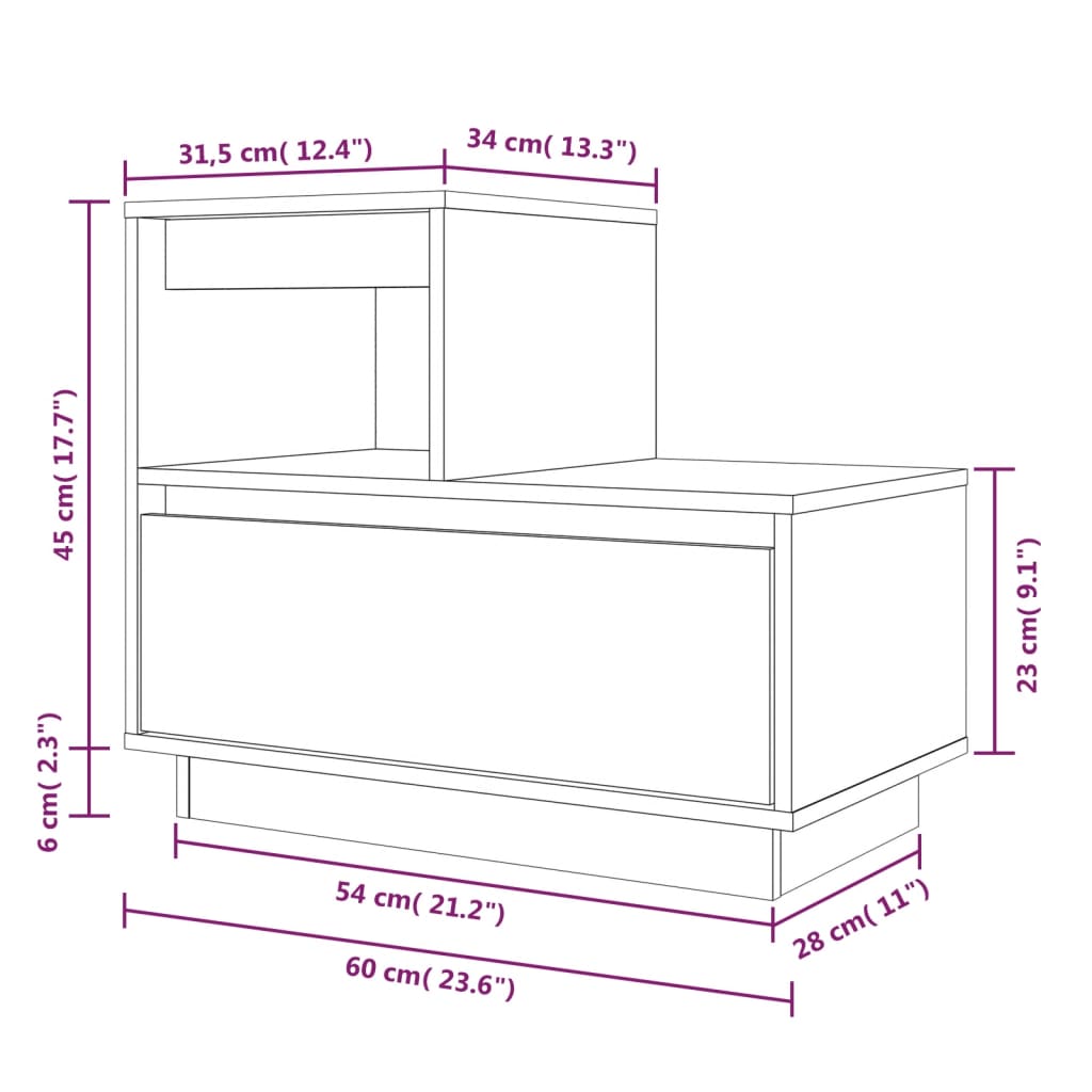 Table de chevet Blanc 60x34x51 cm Bois de pin solide Tables de chevet vidaXL   