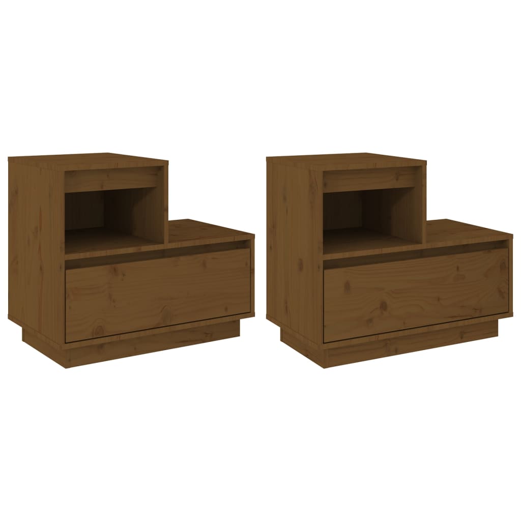 Tables de chevet 2pcs Marron miel 60x34x51cm Bois de pin solide Tables de chevet vidaXL   