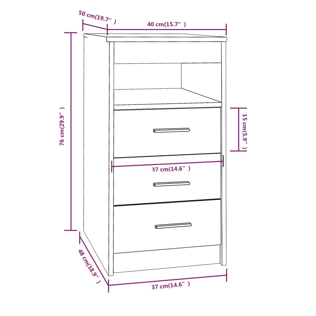 Armoire à tiroirs Chêne fumé 40x50x76 cm Bois d'ingénierie Casiers & armoires de rangement vidaXL   