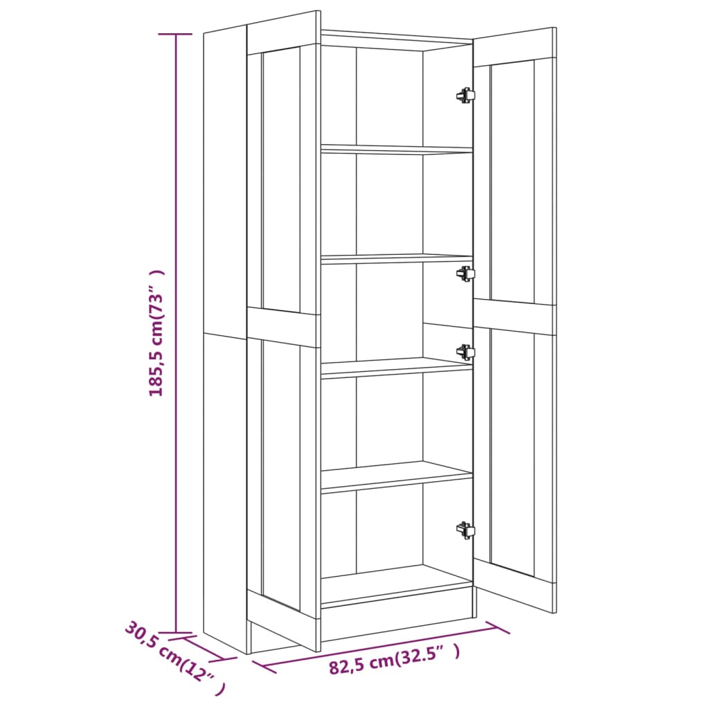 Armoire à livres Chêne marron 82,5x30,5x185,5cm Bois ingénierie Bibliothèques vidaXL   