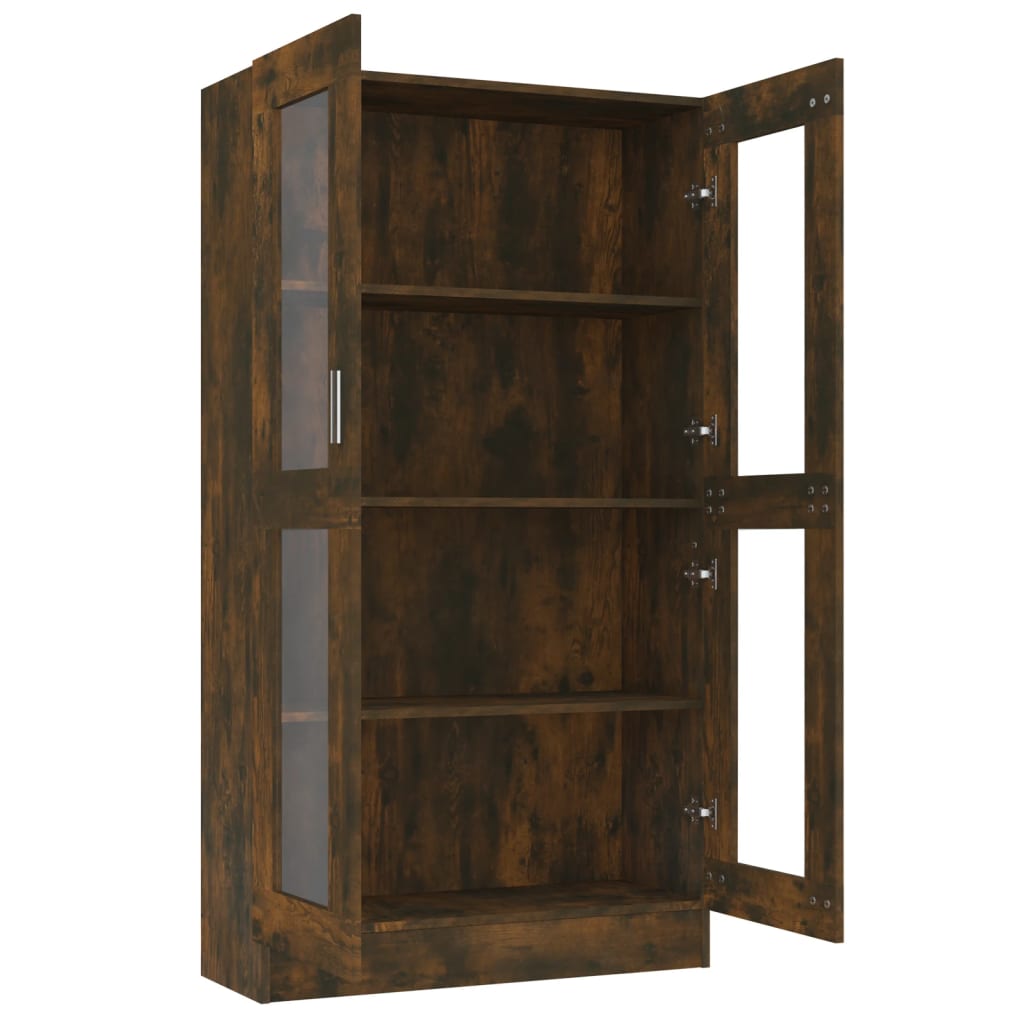 Armoire à vitrine Chêne fumé 82,5x30,5x150 cm Bois d'ingénierie Bibliothèques vidaXL   